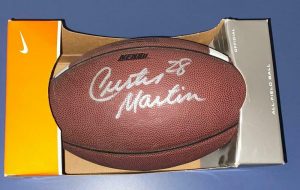 CURTIS MARTIN SIGNED AUTOGRAPH JETS HOF STAR LEGEND FULL NFL FOOTBALL WITH COA  COLLECTIBLE MEMORABILIA
