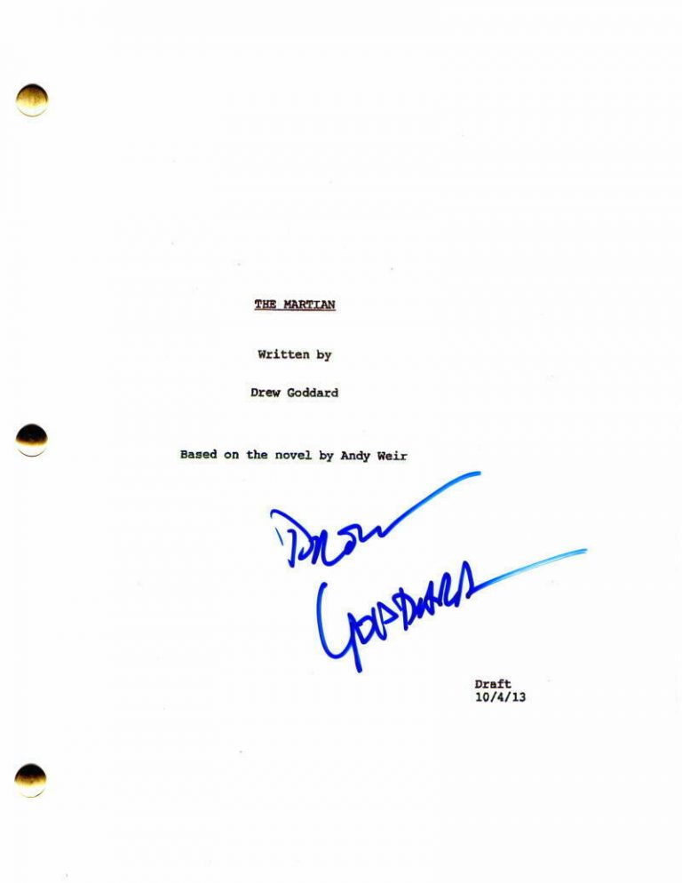 DREW GODDARD SIGNED AUTOGRAPH – THE MARTIAN FULL MOVIE SCRIPT – ALIAS, LOST  COLLECTIBLE MEMORABILIA