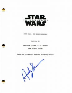 ANDY SERKIS SIGNED AUTOGRAPH – STAR WARS THE FORCE AWAKENS FULL MOVIE SCRIPT  COLLECTIBLE MEMORABILIA