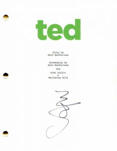 MARK WAHLBERG SIGNED AUTOGRAPH – TED FULL MOVIE SCRIPT – SETH MACFARLANE, 2  COLLECTIBLE MEMORABILIA