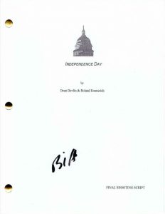 BILL PULLMAN SIGNED AUTOGRAPH – INDEPENDENCE DAY FULL MOVIE SCRIPT – WILL SMITH  COLLECTIBLE MEMORABILIA