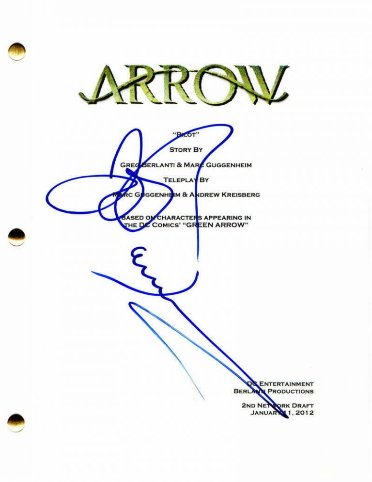 JOHN BARROWMAN SIGNED AUTOGRAPH – ARROW FULL PILOT SCRIPT – STEPHEN AMELL  COLLECTIBLE MEMORABILIA