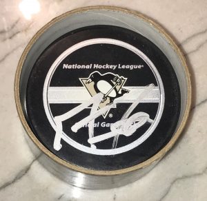 MARC-ANDRE FLEURY SIGNED AUTOGRAPH OFFICIAL PITTSBURGH PENGUINS HOCKEY PUCK COA  COLLECTIBLE MEMORABILIA