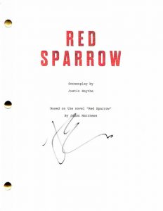 JOEL EDGERTON SIGNED AUTOGRAPH – RED SPARROW MOVIE SCRIPT – JENNIFER LAWRENCE  COLLECTIBLE MEMORABILIA