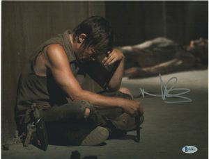 NORMAN REEDUS SIGNED 11X14 PHOTO WALKING DEAD BECKETT BAS AUTOGRAPH AUTO J  COLLECTIBLE MEMORABILIA