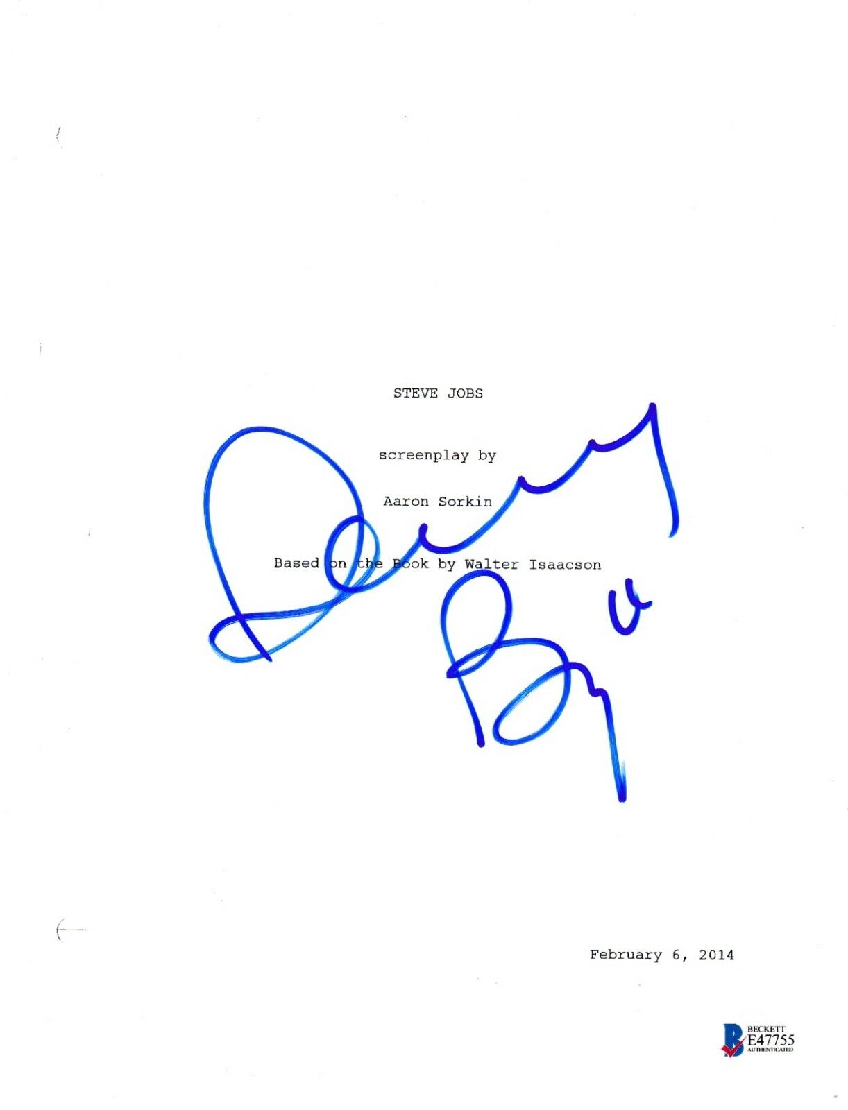 DANNY BOYLE SIGNED STEVE JOBS SCRIPT BECKETT BAS AUTOGRAPH AUTO