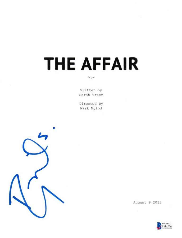 RUTH WILSON SIGNED THE AFFAIR PILOT SCRIPT BECKETT BAS AUTOGRAPH AUTO  COLLECTIBLE MEMORABILIA