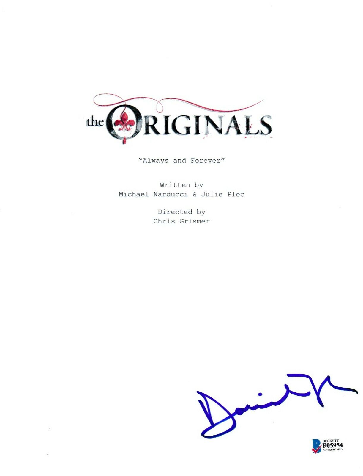 Daniel Gillies Signed Originals Pilot Script Cover Beckett Bas Autograph Auto Collectible