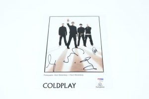 COLDPLAY FULL BAND SIGNED AUTOGRAPH 8×10 PHOTO – CHRIS MARTIN X&Y PARACHUTES PSA  COLLECTIBLE MEMORABILIA