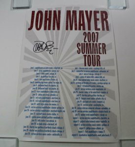 JOHN MAYER SIGNED AUTOGRAPH CONCERT TOUR POSTER – 2007 SUMMER TOUR, CONTINUUM  COLLECTIBLE MEMORABILIA