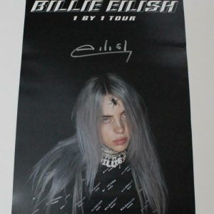 BILLIE EILISH SIGNED AUTOGRAPH 1 BY 1 TOUR CONCERT POSTER - VERY RARE, BAD GUY Collectible Memorabilia