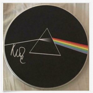 NICK MASON SIGNED AUTOGRAPH CUSTOM DARK SIDE OF THE MOON DRUMHEAD C – PINK FLOYD  COLLECTIBLE MEMORABILIA