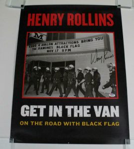 HENRY ROLLINS SIGNED AUTOGRAPH CONCERT TOUR POSTER – GET IN THE VAN B PSA  COLLECTIBLE MEMORABILIA