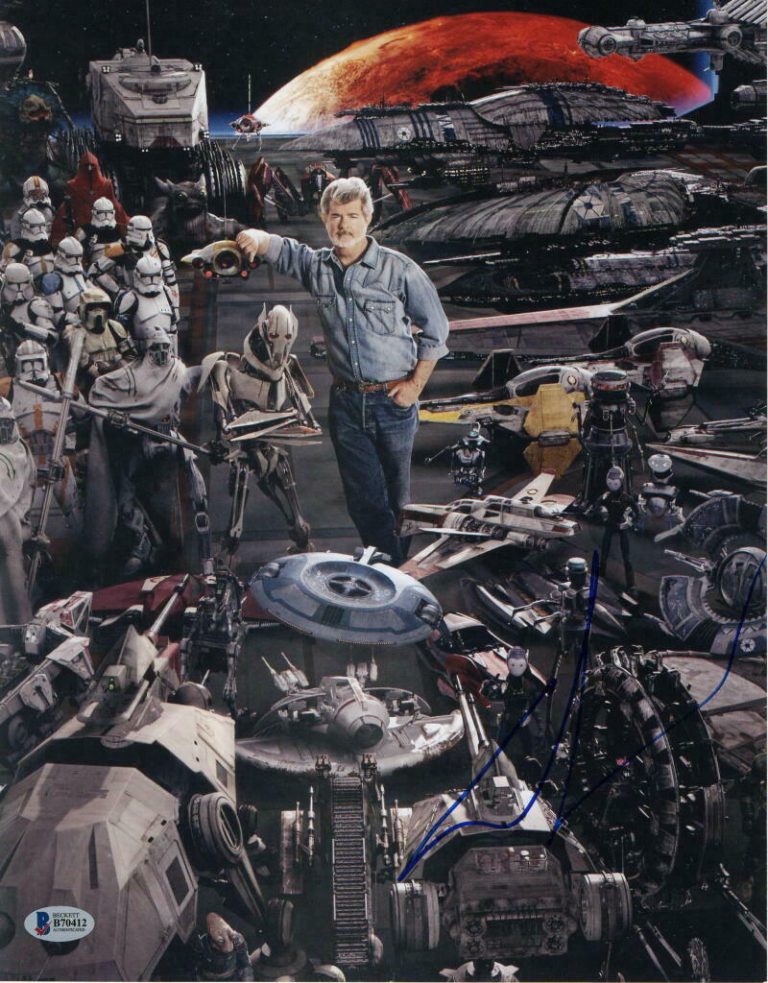 GEORGE LUCAS SIGNED AUTOGRAPH 11×14 PHOTO – STAR WARS, INDIANA JONES, BECKETT N  COLLECTIBLE MEMORABILIA