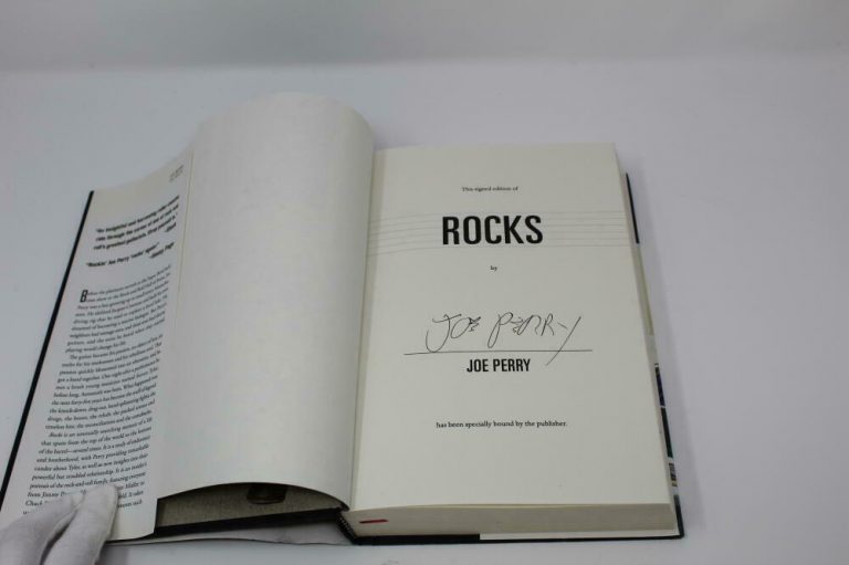 JOE PERRY SIGNED AUTOGRAPH “ROCKS” BOOK – AEROSMITH, GET A GRIP, PUMP, ROCKS  COLLECTIBLE MEMORABILIA