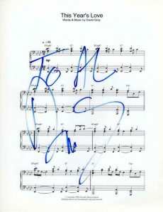 DAVID GREY SIGNED AUTOGRAPH “THIS YEAR’S LOVE” SHEET MUSIC – WHITE LADDER, RARE!  COLLECTIBLE MEMORABILIA