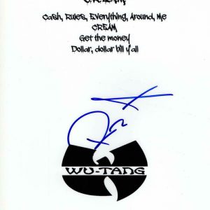 RZA WU TANG SIGNED AUTOGRAPH "C.R.E.A.M." LYRIC SHEET - CREAM, FOREVER ENTER THE Collectible Memorabilia