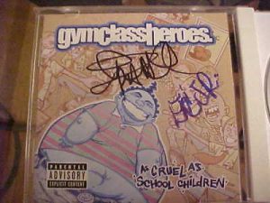 GYM CLASS HEROES GROUP SIGNED CD COVER TRAVIE MCCOY  COLLECTIBLE MEMORABILIA