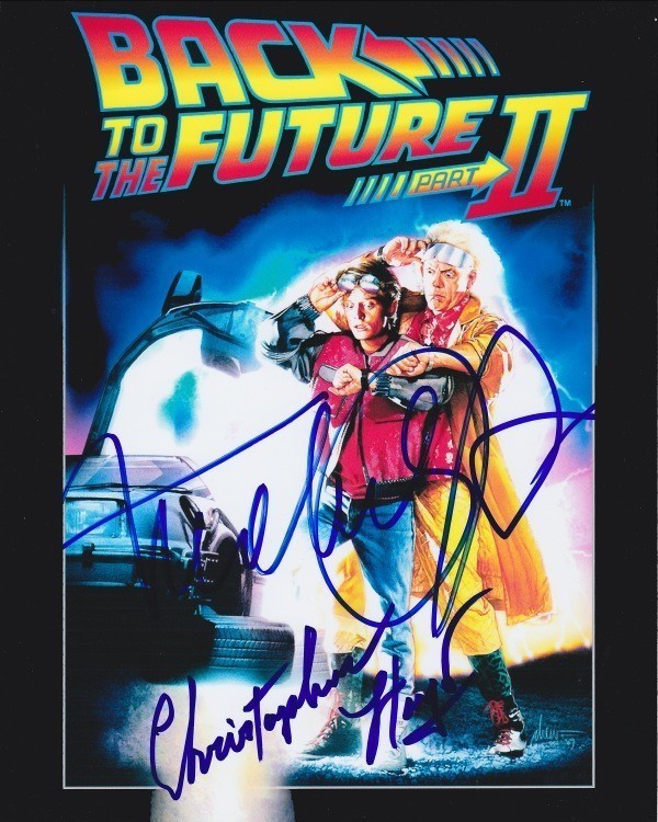MICHAEL J. FOX CHRISTOPHER LLOYD Signed BACK TO THE FUTURE Photo w/ Hologram COA Collectible Memorabilia