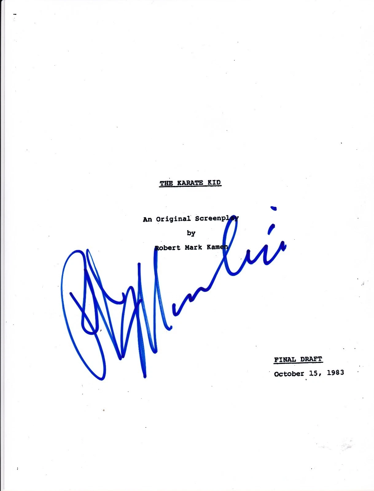 RALPH MACCHIO SIGNED THE KARATE KID FULL 133 PAGE SCRIPT AUTHENTIC AUTOGRAPH COA Collectible Memorabilia