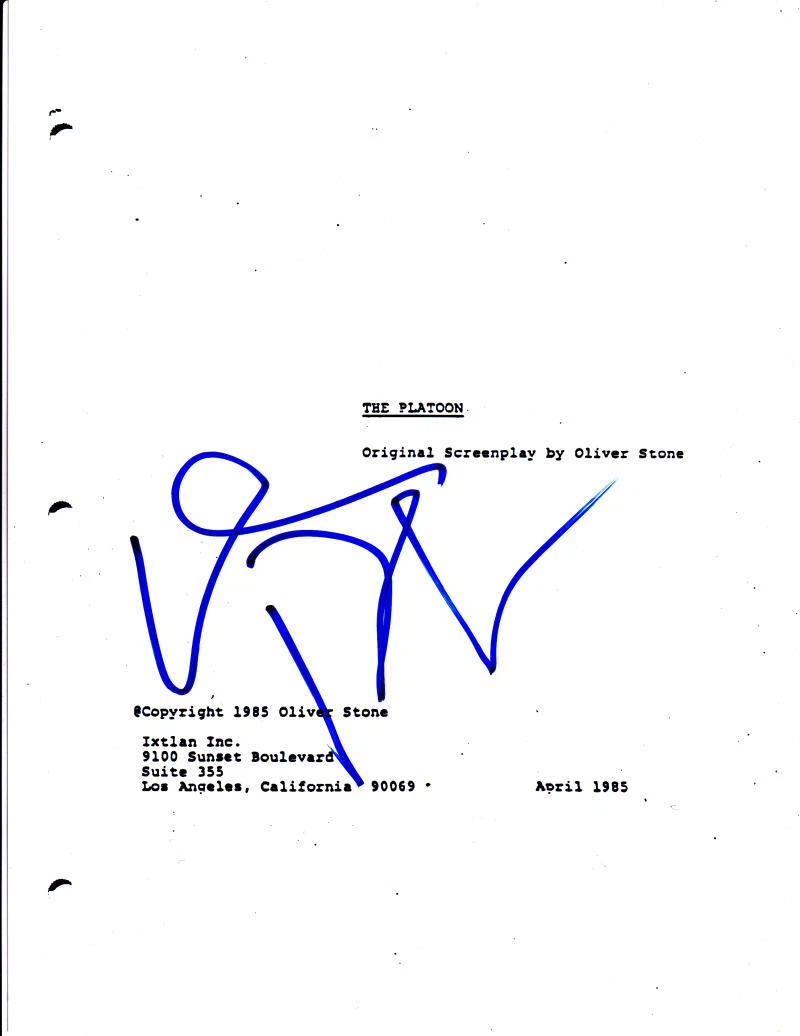 WILLEM DAFOE THE PLATOON SIGNED AUTOGRAPH FULL 122 PAGE SCRIPT COA Collectible Memorabilia