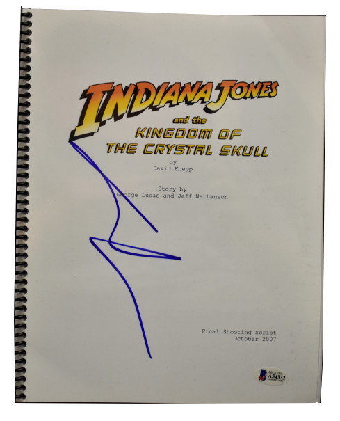 GEORGE LUCAS SIGNED INDIANA JONES AND THE KINGDOM OF THE CRYSTAL SKULL BECKETT Collectible Memorabilia