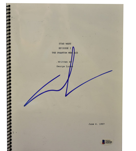 GEORGE LUCAS SIGNED SIGNED STAR WARS EPISODE 1 THE PHANTOM MENACE SCRIPT BAS B Collectible Memorabilia