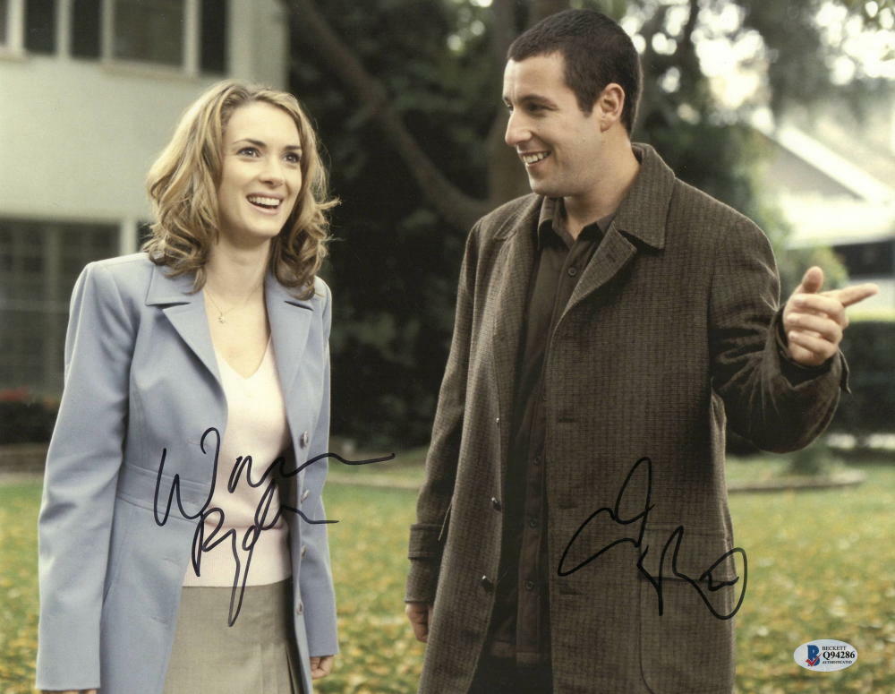 ADAM SANDLER WINONA RYDER SIGNED 11X14 PHOTO MR. DEEDS AUTOGRAPH BECKETT COA  COLLECTIBLE MEMORABILIA