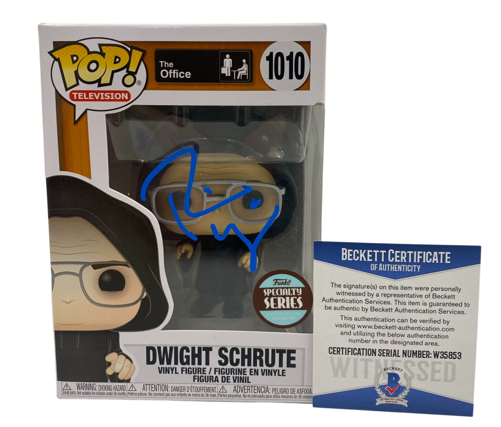 RAINN WILSON DWIGHT SCHRUTE SIGNED THE OFFICE FUNKO FIGURE 1010 BECKETT COA Collectible Memorabilia