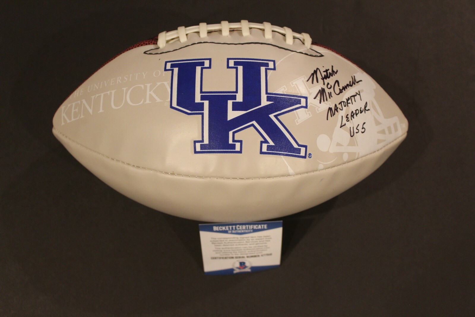Mitch McConnell Kentucky Wildcats Signed Logo Football W/Beckett COA Senate Collectible Memorabilia