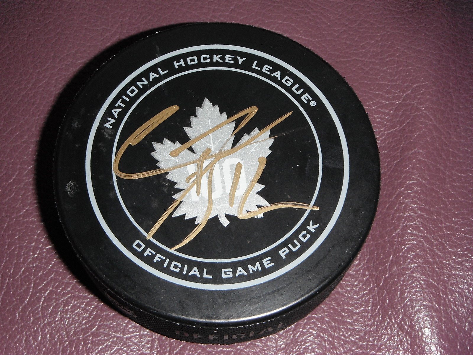TORONTO MAPLE LEAFS CONNOR BROWN SIGNED 100TH ANNIVERSARY GAME PUCK Collectible Memorabilia