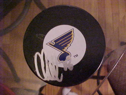 ST. LOUIS BLUES CARLO COLAIACOVO SIGNED PUCK Collectible Memorabilia