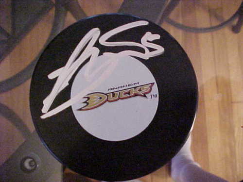 ANAHEIM DUCKS LUCA SBISA SIGNED PUCK Collectible Memorabilia