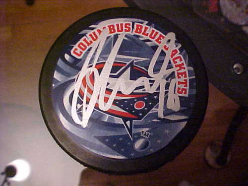 COLUMBUS BLUE JACKETS DERICK BRASSARD SIGNED PUCK Collectible Memorabilia