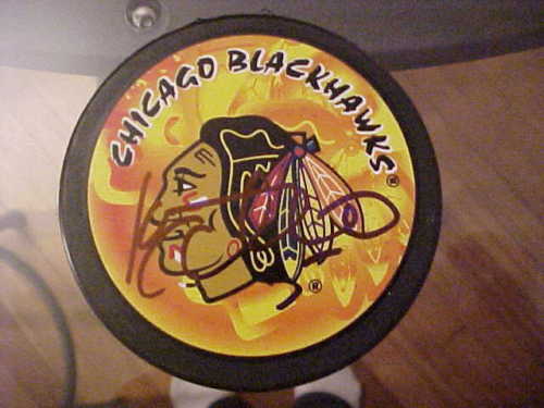 CHICAGO BLACKHAWKS JASSEN CULLIMORE SIGNED PUCK Collectible Memorabilia