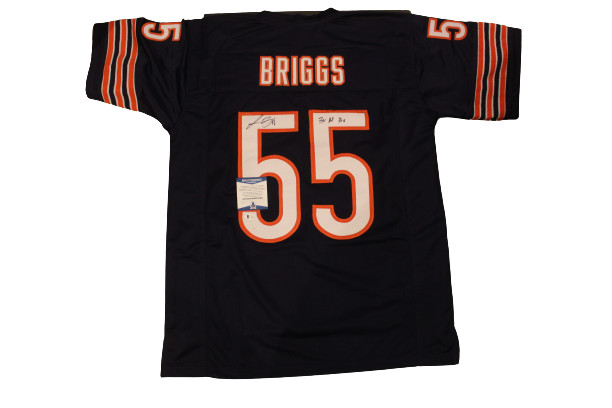 Lance Briggs Signed Chicago Bears Blue Custom Jersey w/Beckett COA Collectible Memorabilia
