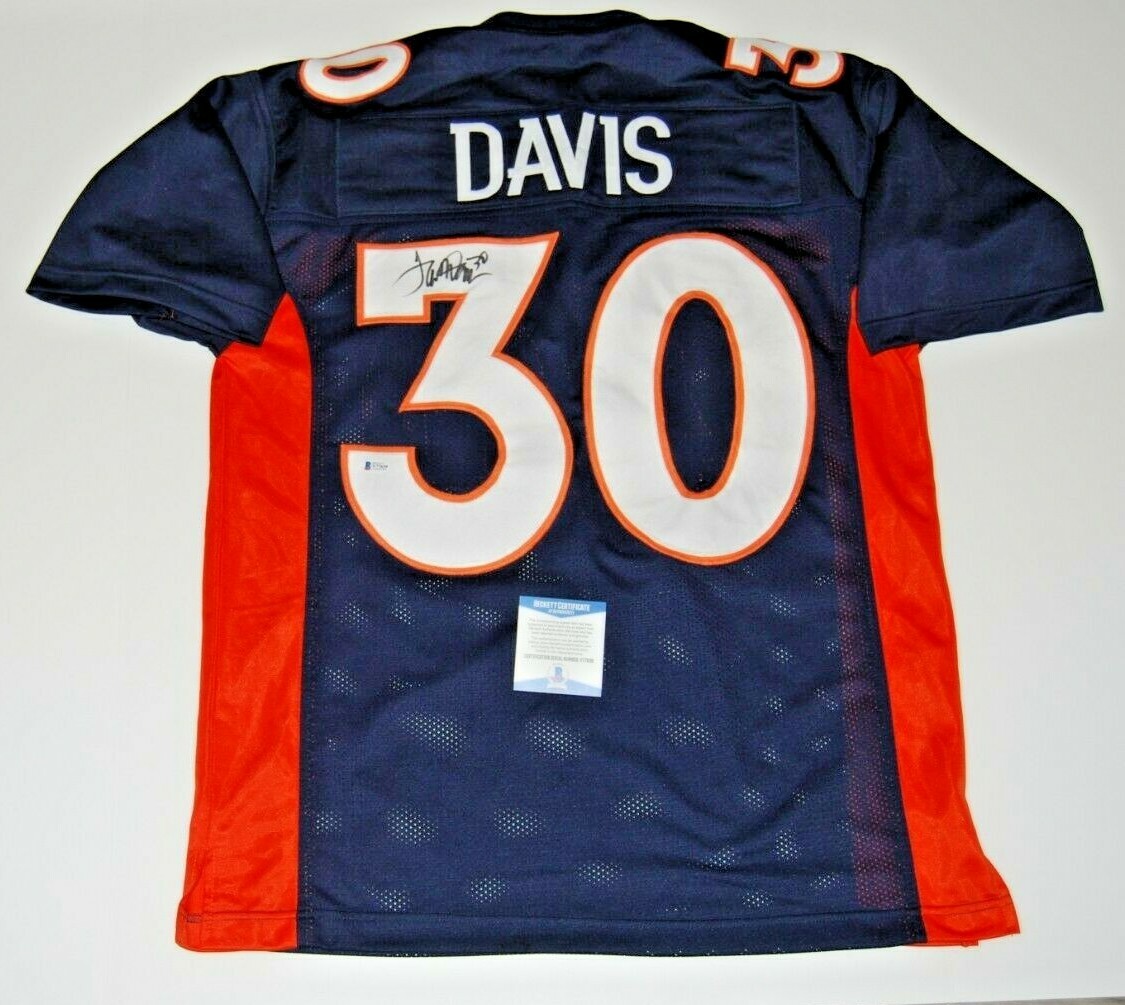 TERRELL DAVIS signed (DENVER BRONCOS) Custom Stitched football jersey BECKETT Collectible Memorabilia
