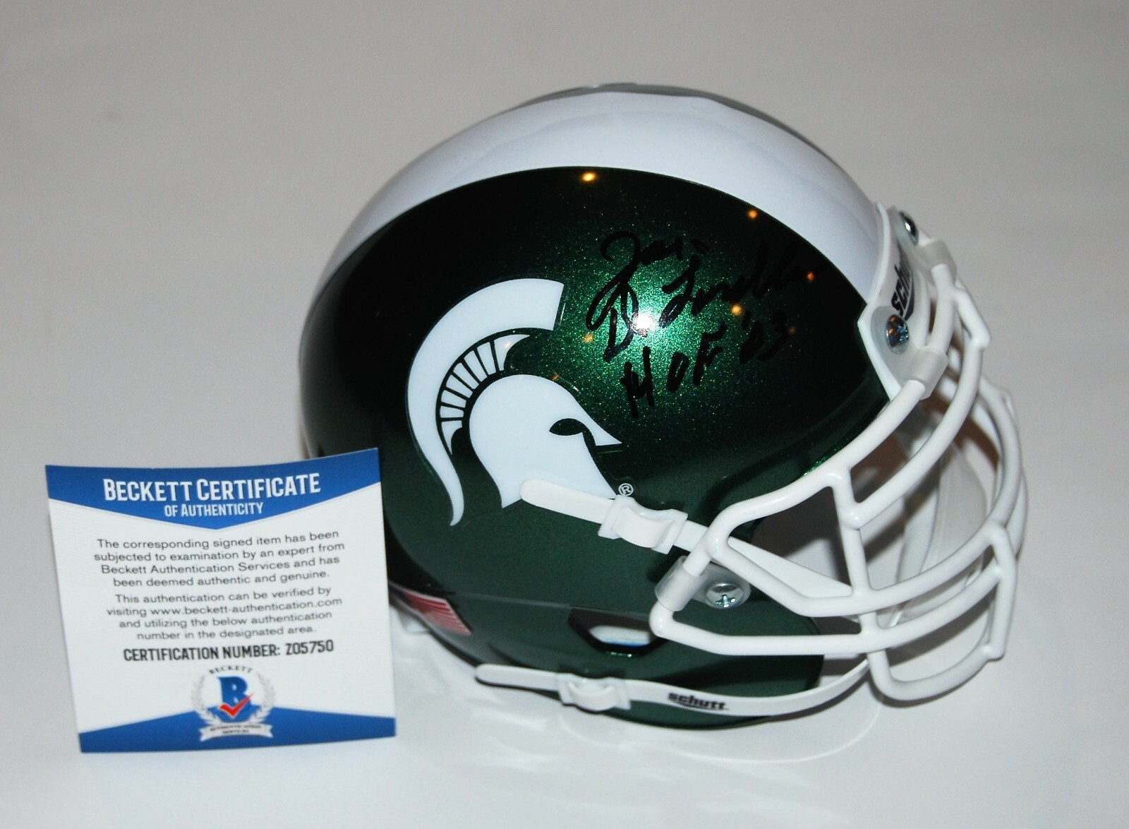JOE DELAMIELLEURE signed (MICHIGAN STATE) mini football helmet BECKETT Z05750 Collectible Memorabilia
