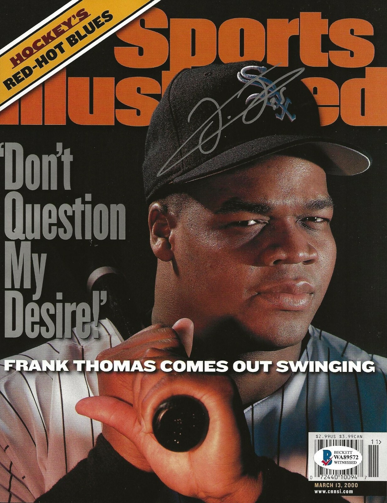 Frank Thomas White Sox signed Sports Illustrated SI Magazine Beckett Witnessed Collectible Memorabilia