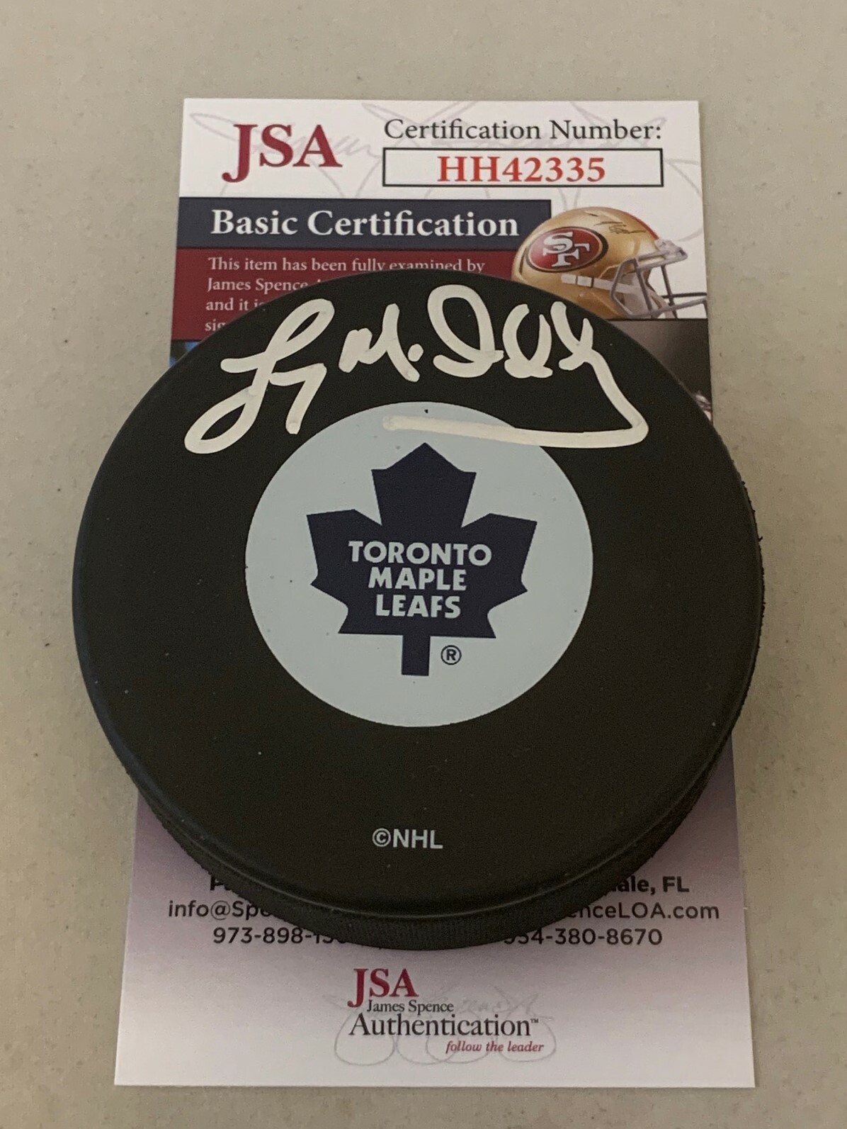 Lanny McDonald signed Toronto Maple Leafs Puck autographed HOF JSA Collectible Memorabilia