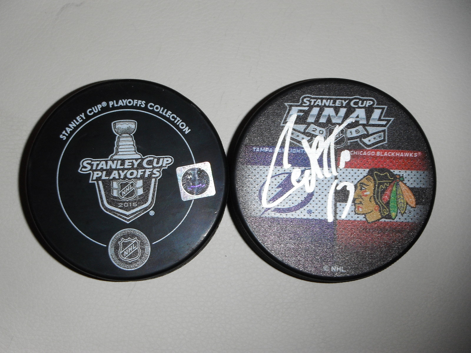 TAMPA BAY LIGHTNING CEDRIC PAQUETTE SIGNED 2015 STANLEY CUP PUCK BB Collectible Memorabilia