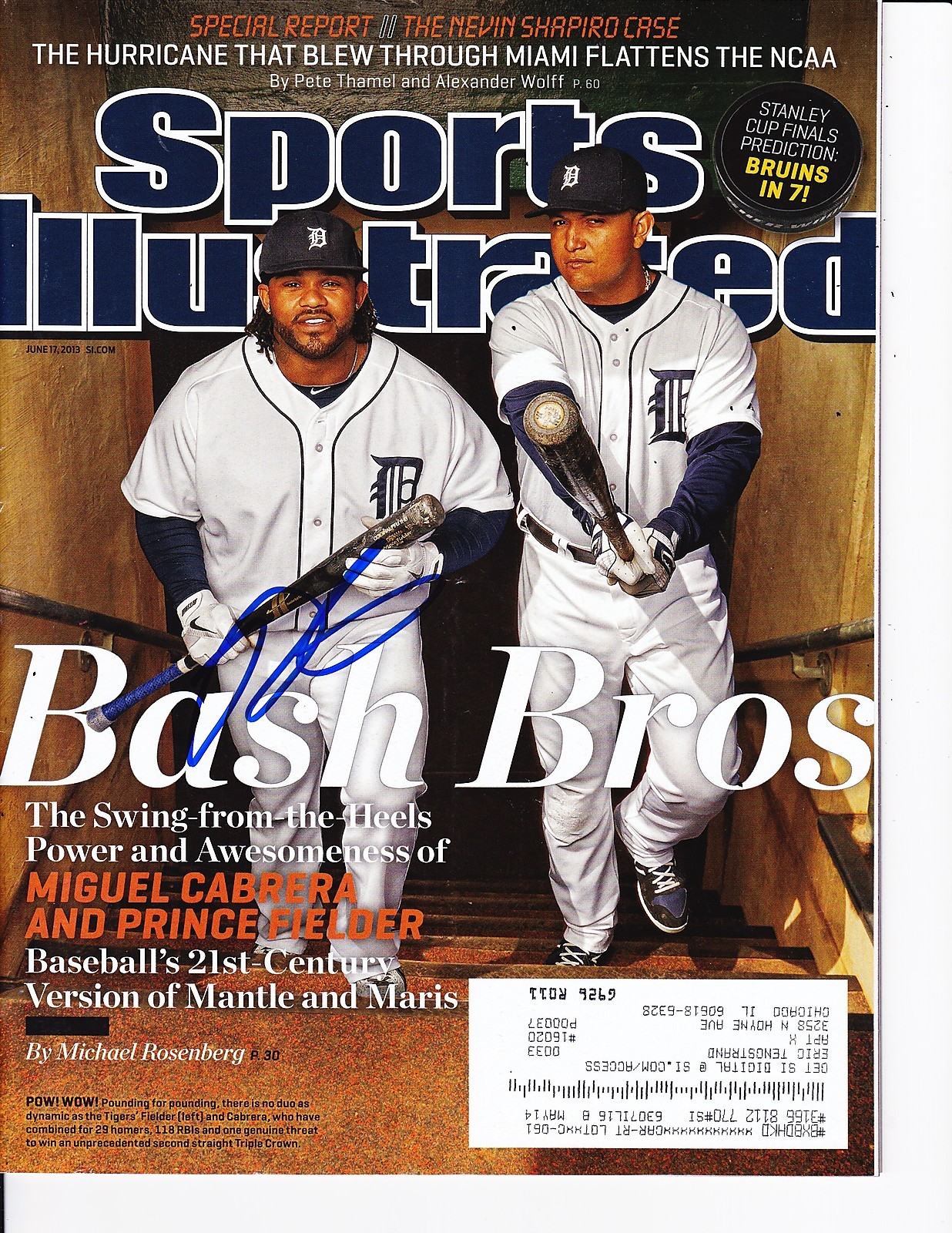 DETROIT TIGERS PRINCE FIELDER SIGNED SPORTS ILLUSTRATED 6/17/2013 Collectible Memorabilia