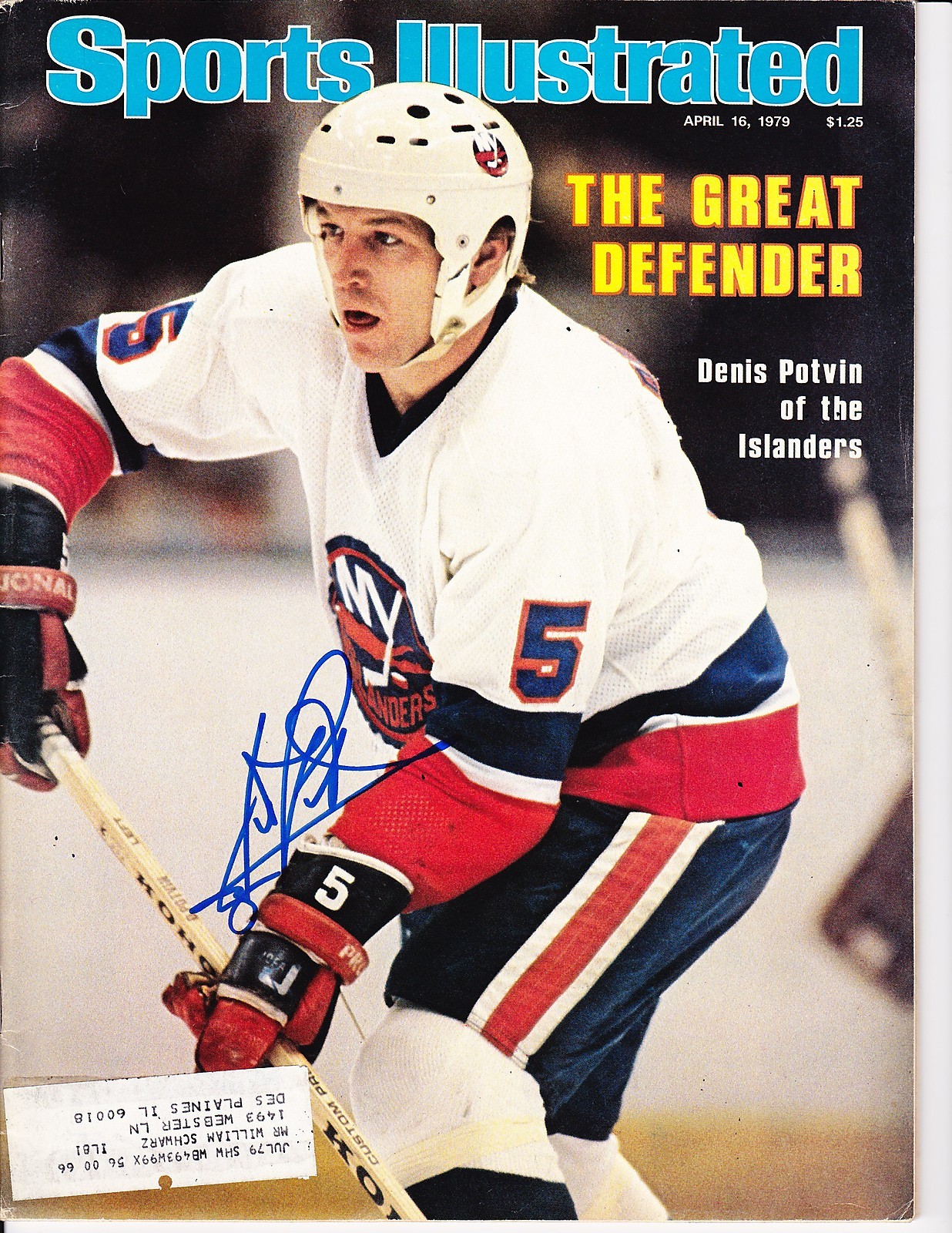 NEW YORK ISLANDERS DENIS POTVIN SIGNED SPORTS ILLUSTRATED MAGAZINE Collectible Memorabilia