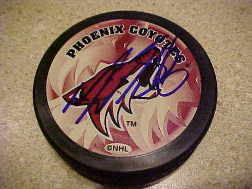 PHOENIX COYOTES WOJTEK WOLSKI SIGNED PUCK Collectible Memorabilia