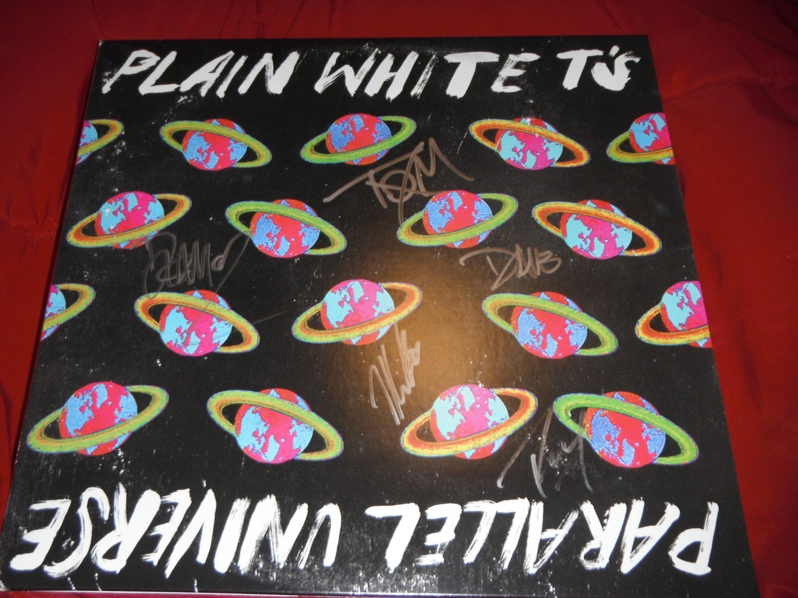 PLAIN WHITE T'S SIGNED PARALLEL UNIVERSE VINYL ALBUM Collectible Memorabilia