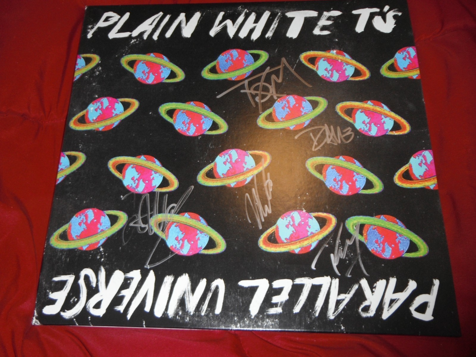 PLAIN WHITE T'S SIGNED PARALLEL UNIVERSE VINYL ALBUM TOM Collectible Memorabilia