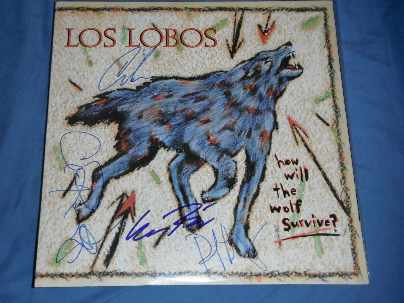 LOS LOBOS GROUP SIGNED HOW WILL THE WOLF SURVIVE VINYL ALBUM Collectible Memorabilia
