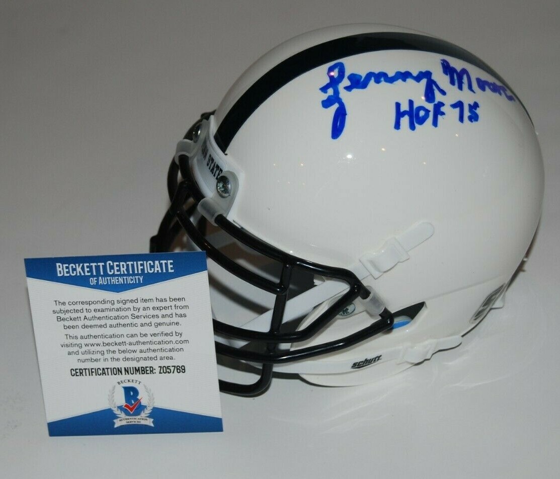 LENNY MOORE signed (PENN STATE LIONS) mini football helmet BECKETT BAS Z05769 Collectible Memorabilia