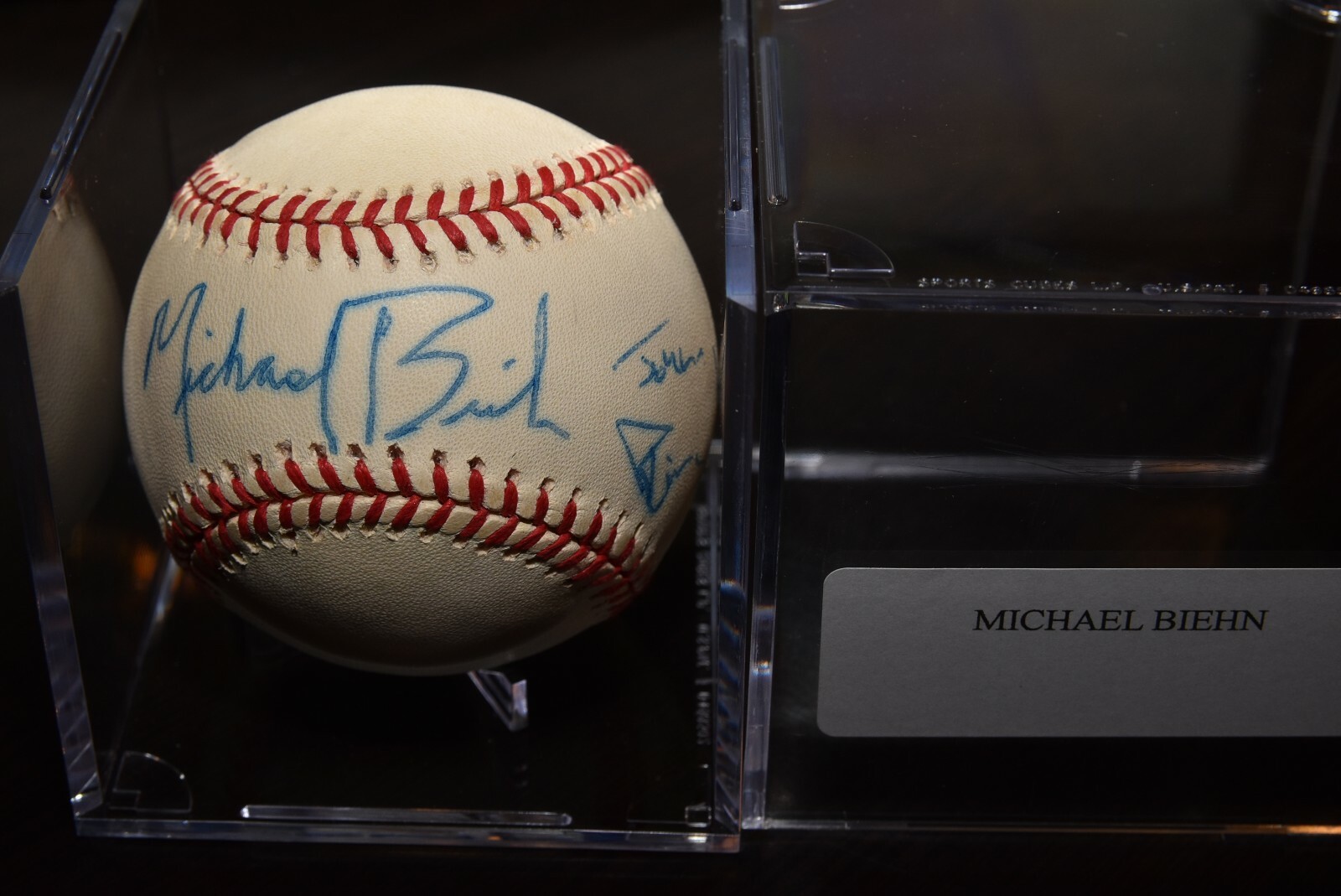 MICHAEL BIEHN signed RAWLINGS baseball TOMBSTONE JOHNNY RINGO GREAT CONTENT Collectible Memorabilia