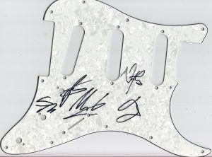THE WANTED GROUP SIGNED ELECTRIC PICKGUARD W/COA MAX NATHAN TOM SIVA JAY #1  COLLECTIBLE MEMORABILIA
